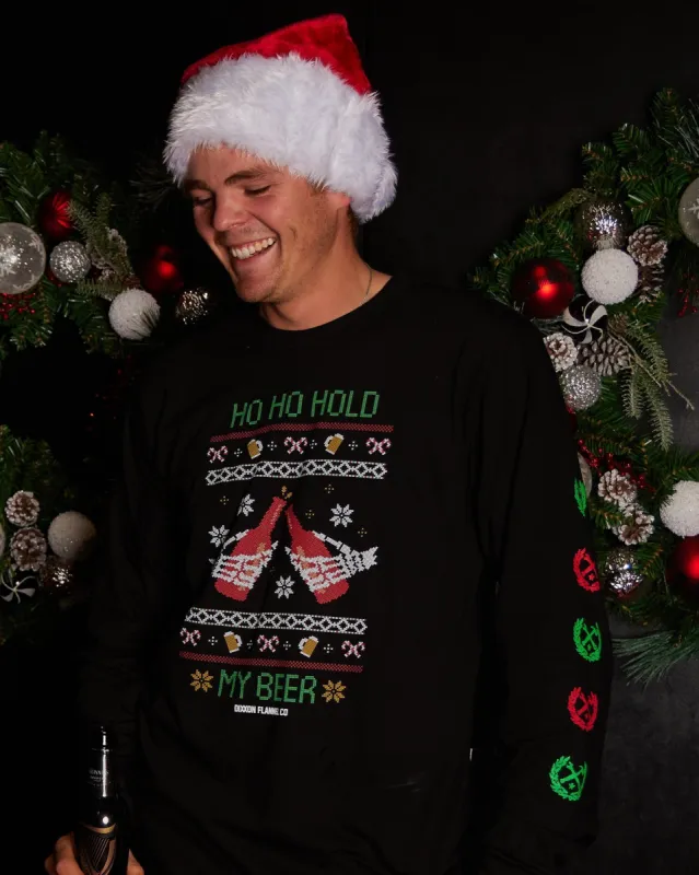 Ho Ho Hold My Beer Long Sleeve T-Shirt sold by Dixxon