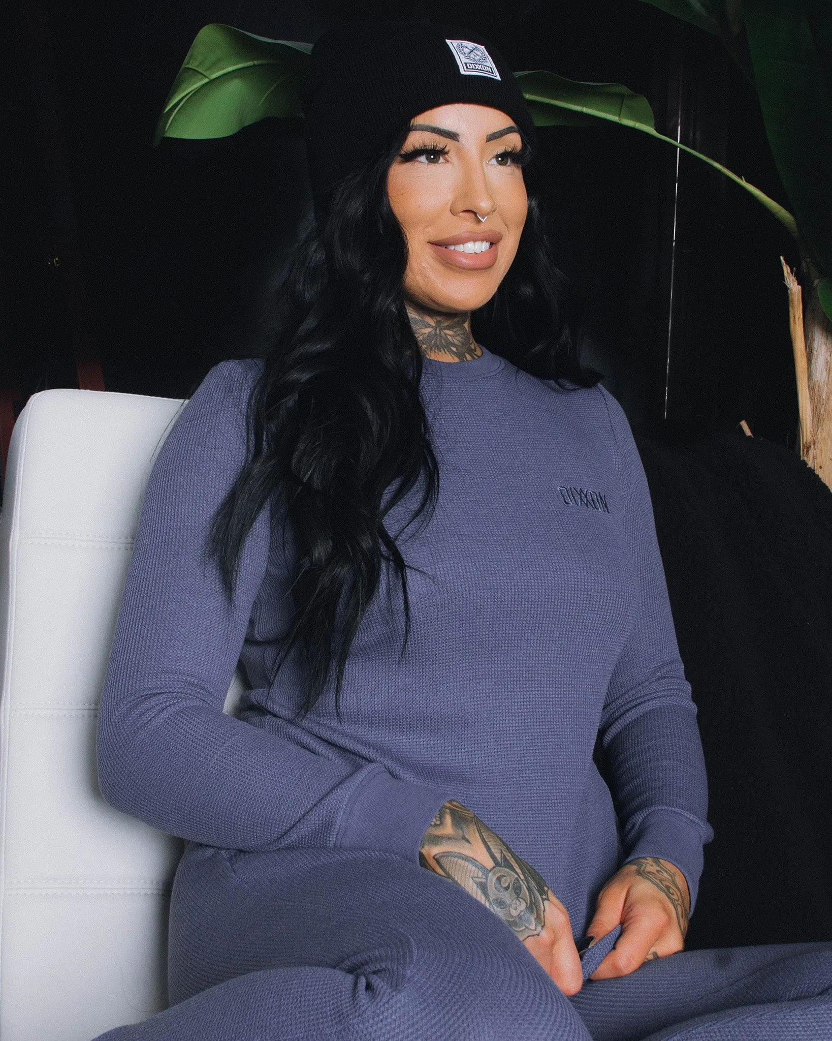 Women's Waffle Knit Long Sleeve Tee - Steel Blue sold by Dixxon product image thumbnail 3