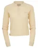 Women's Waffle Knit Long Sleeve Crop Tee - Ivory sold by Dixxon