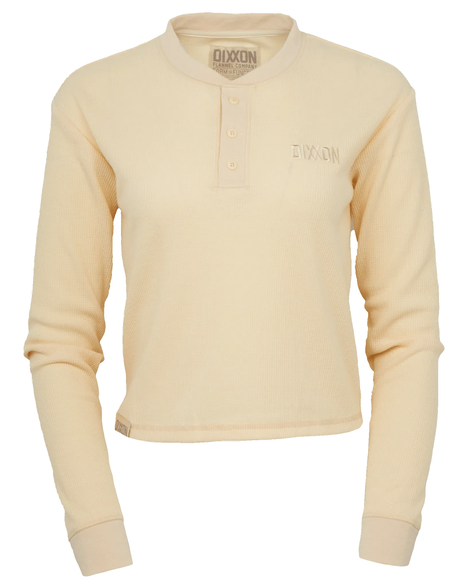 Women's Waffle Knit Long Sleeve Crop Tee - Ivory sold by Dixxon product image thumbnail 2