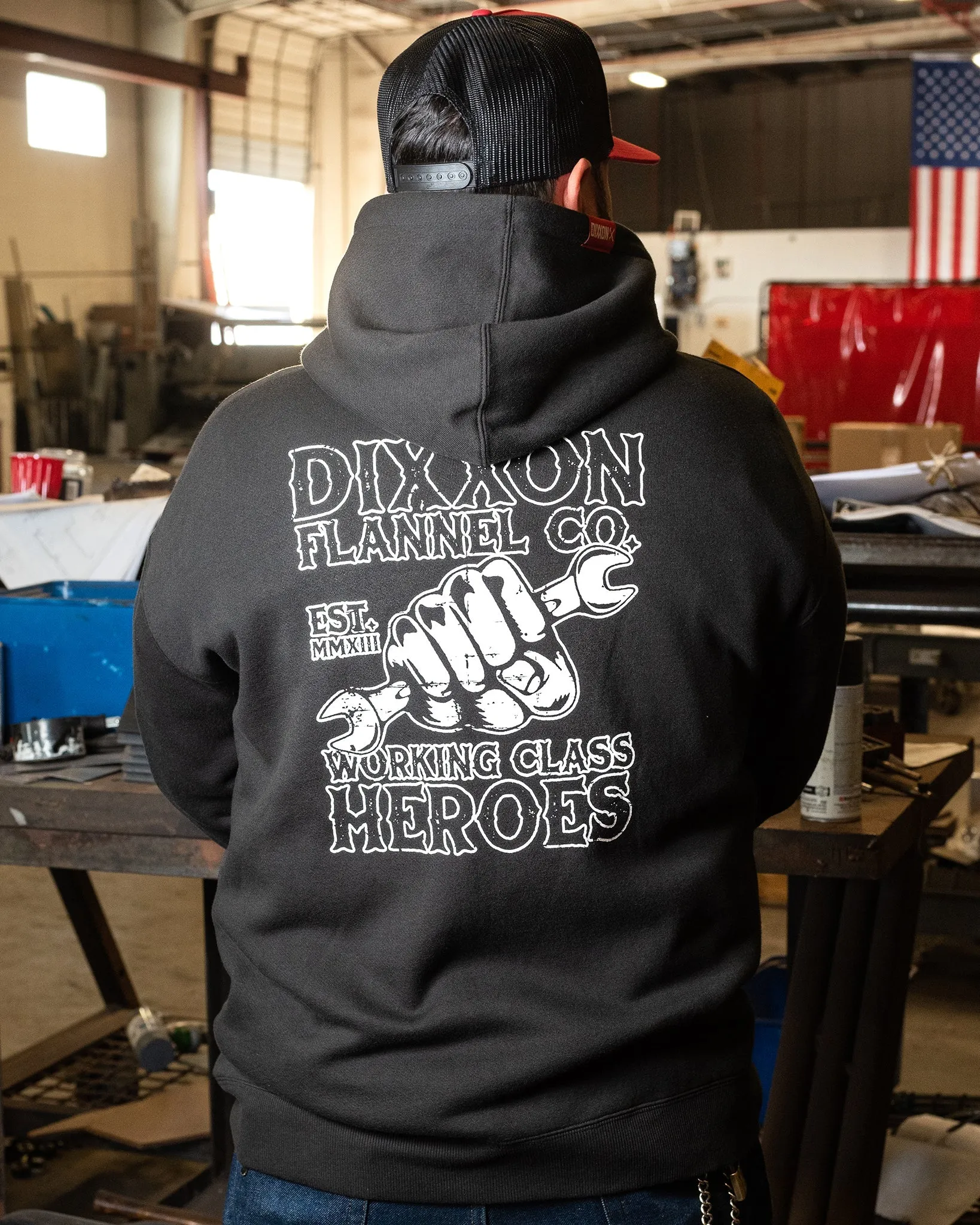 Working Class Fist Zip Up Hoodie - Black sold by Dixxon