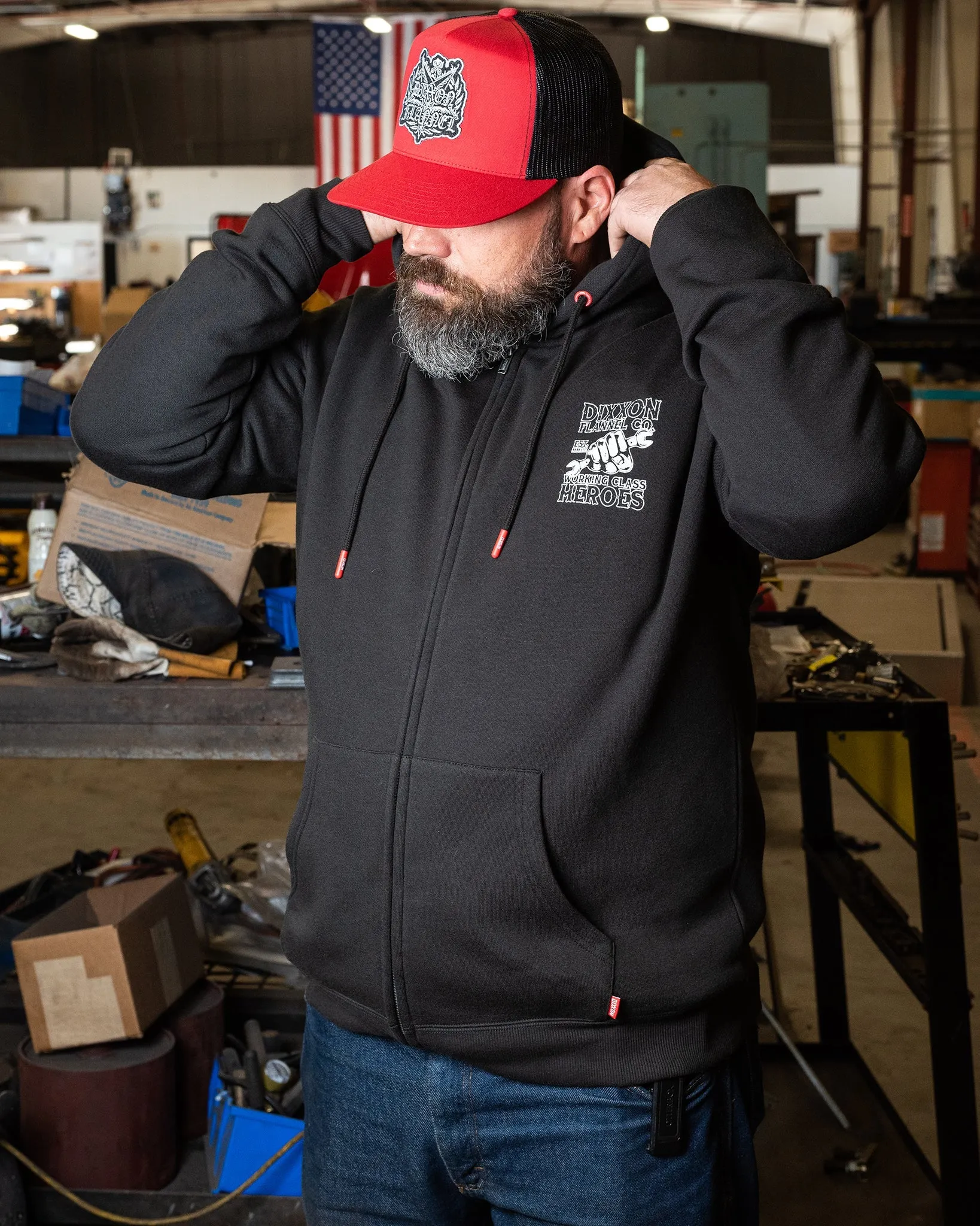 Working Class Fist Zip Up Hoodie - Black sold by Dixxon product image thumbnail 5
