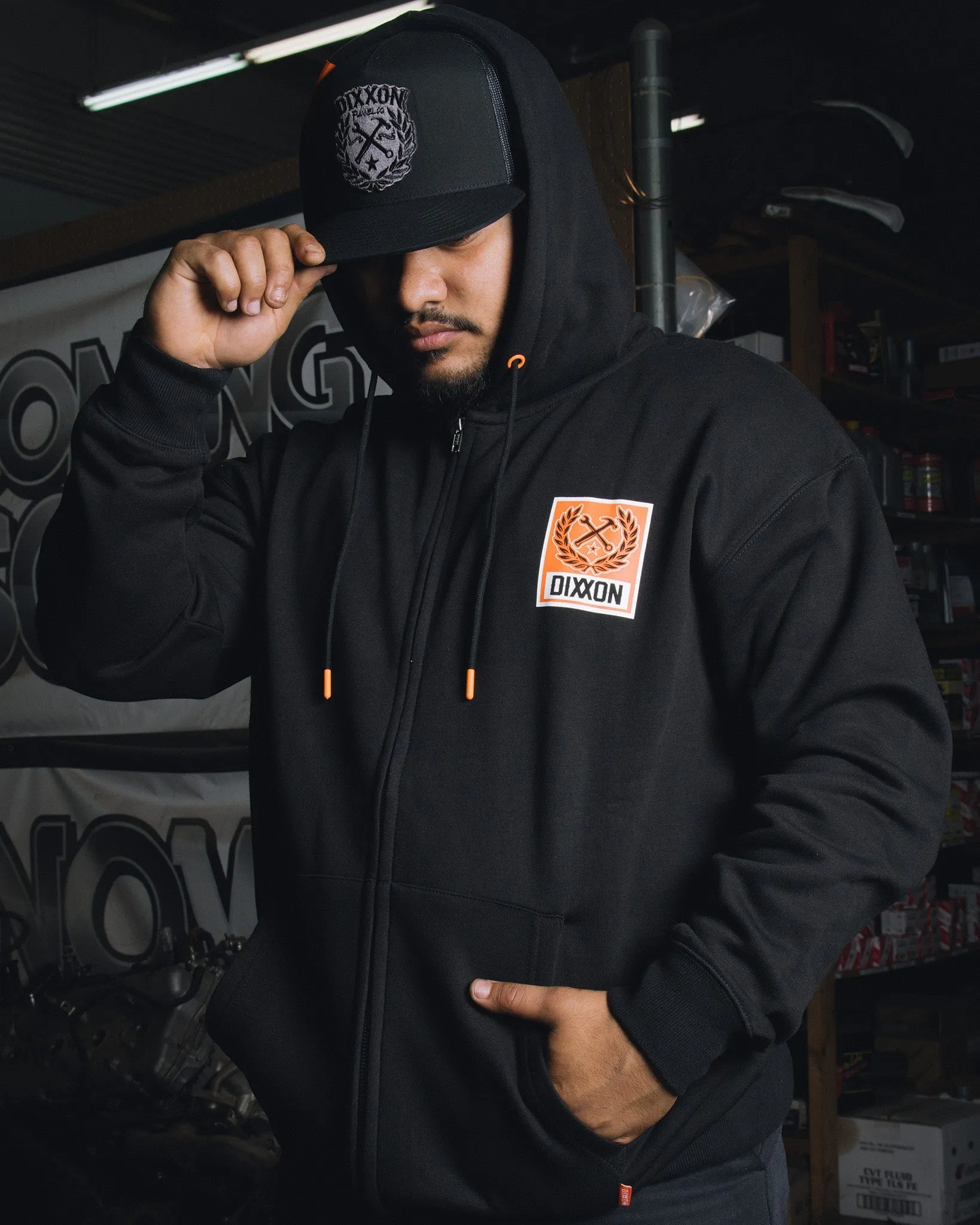 Orange Box Crest Zip Up Hoodie - Black sold by Dixxon product image thumbnail 4