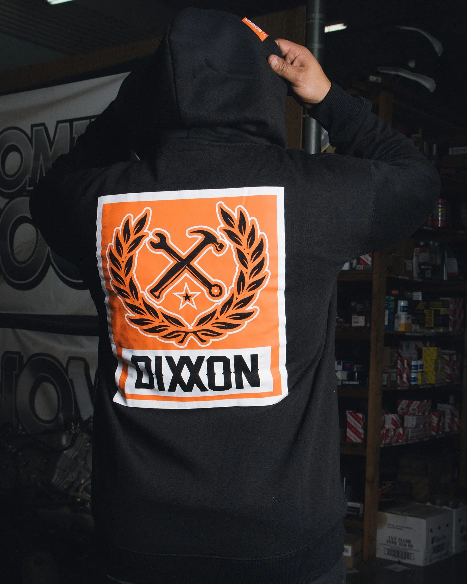 Orange Box Crest Zip Up Hoodie - Black sold by Dixxon