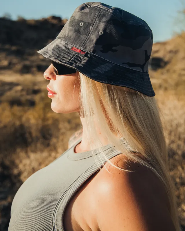 Black Camo Reversible Bucket Hat sold by Dixxon