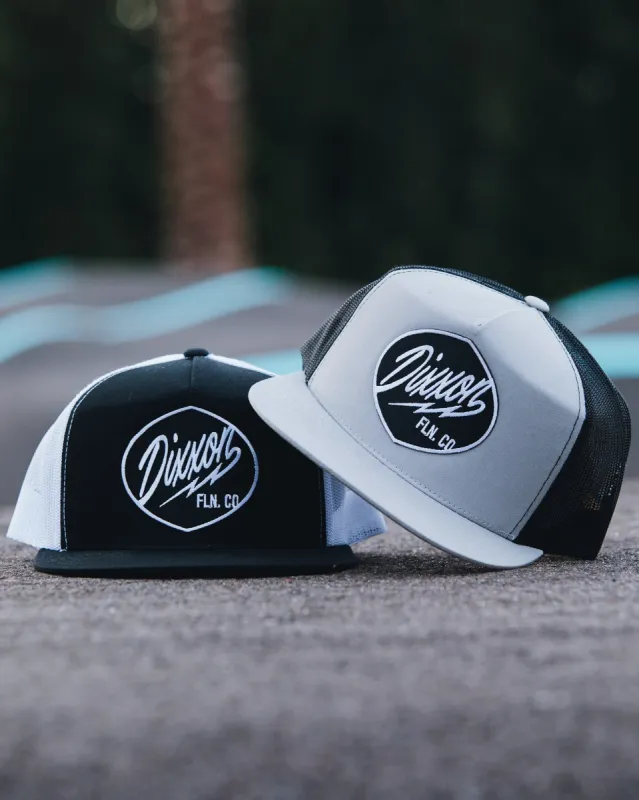Esso Flat Bill Trucker Snapback - Black & White made by Dixxon