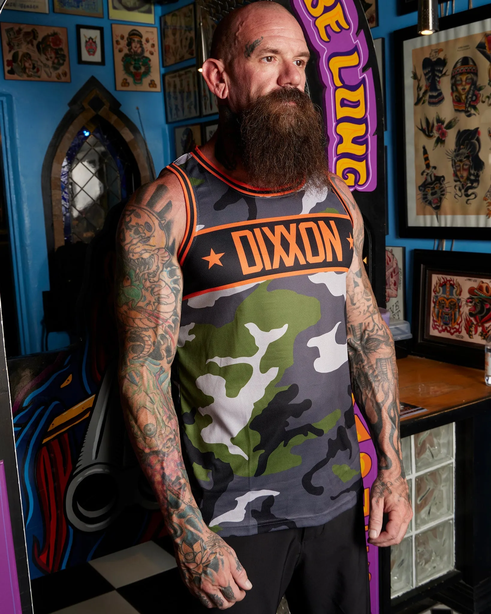 Unapologetically American Jersey - Camo & Orange sold by Dixxon