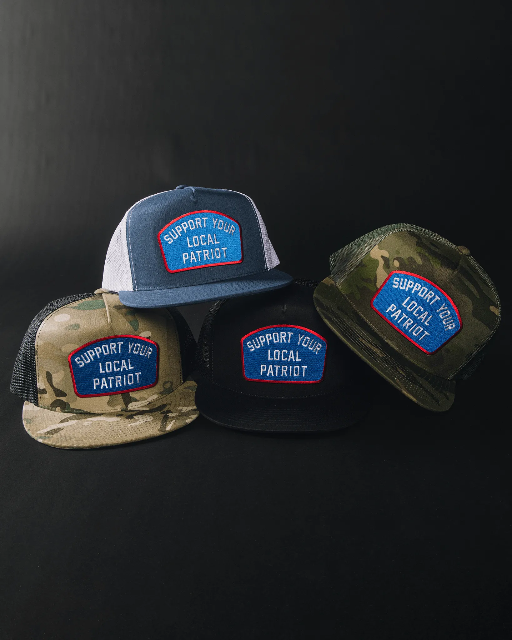 Support Your Local Patriot Flat Bill Trucker Snapback sold by Dixxon