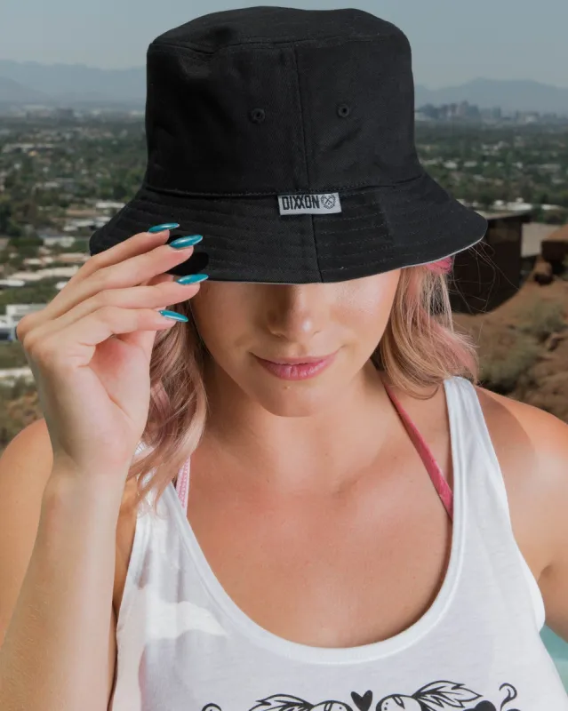 Black & Gray Reversible Bucket Hat sold by Dixxon