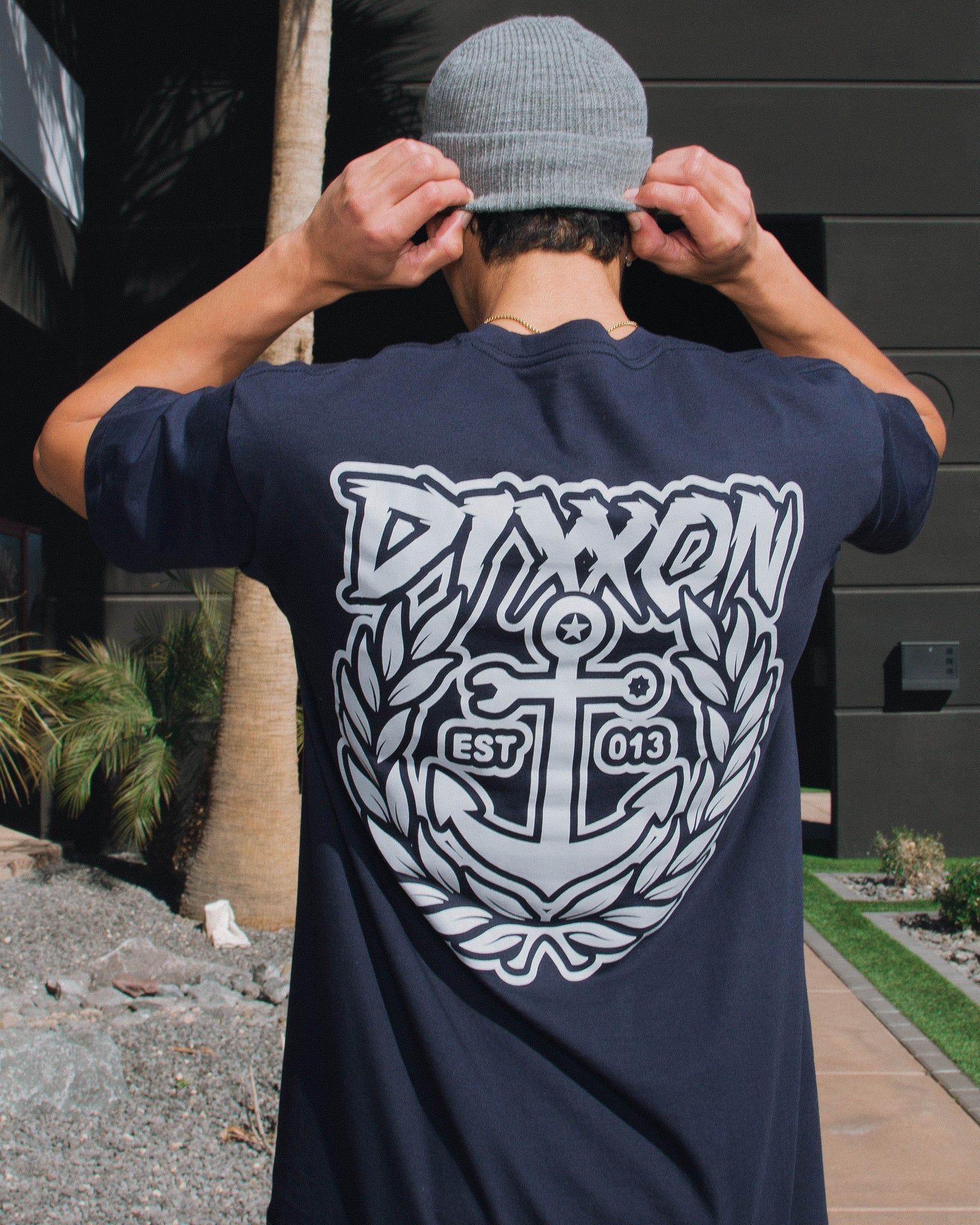 Salty Crest T-Shirt - Blue & Gray sold by Dixxon