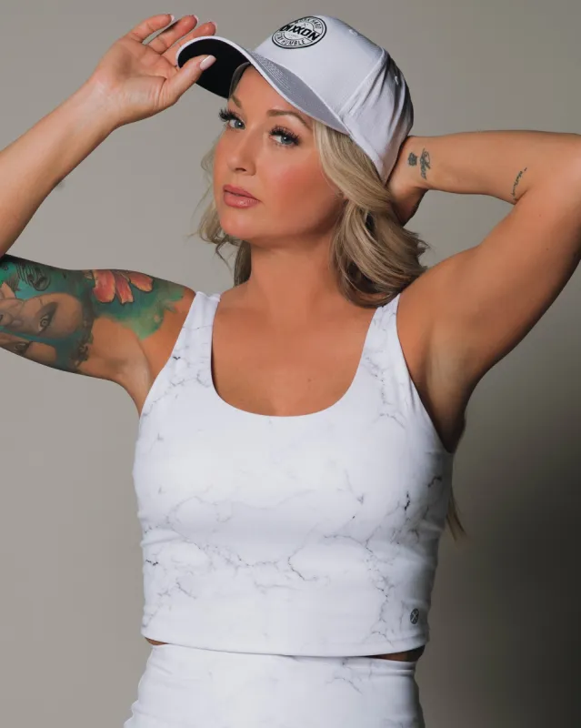 Women's Classic Crop Top - White Marble sold by Dixxon