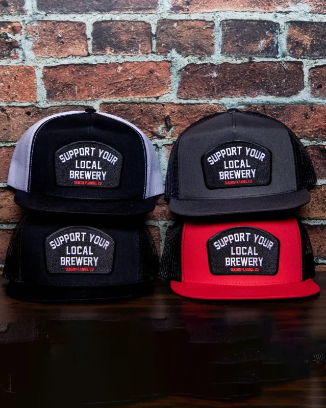 Support Your Local Brewery Flat Bill Trucker Snapback sold by Dixxon