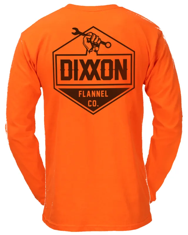 Working Class Hi Vis Long Sleeve T-Shirt - Safety Orange sold by Dixxon