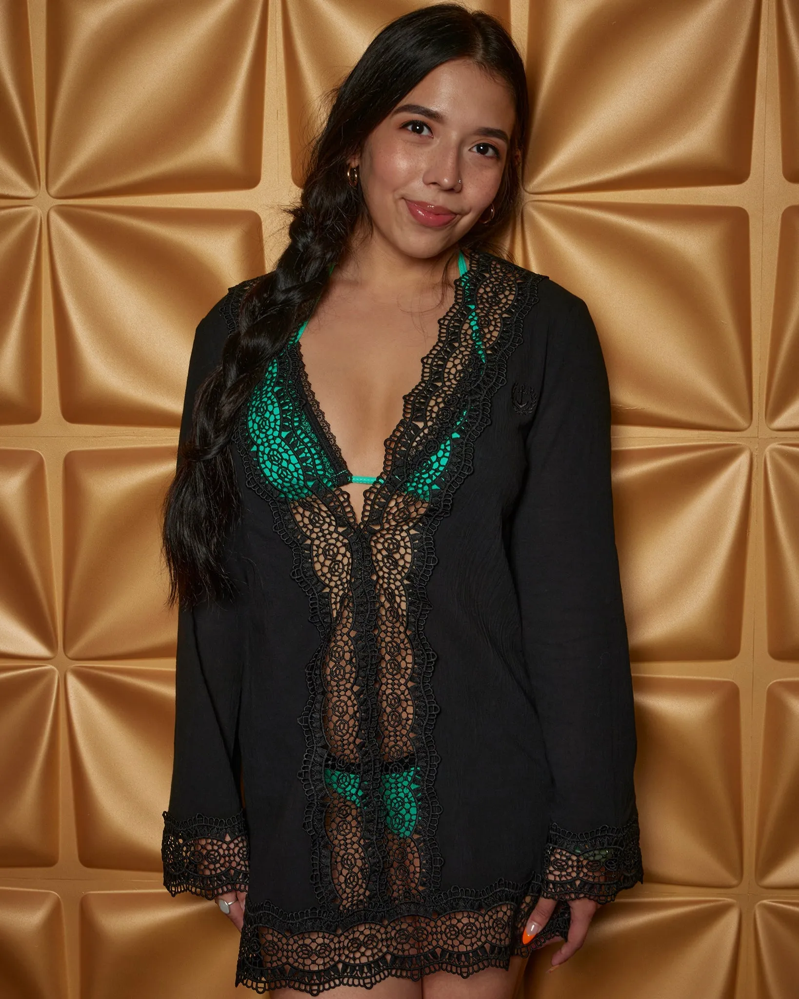 Women's Boho Lace Cover Up - Black sold by Dixxon