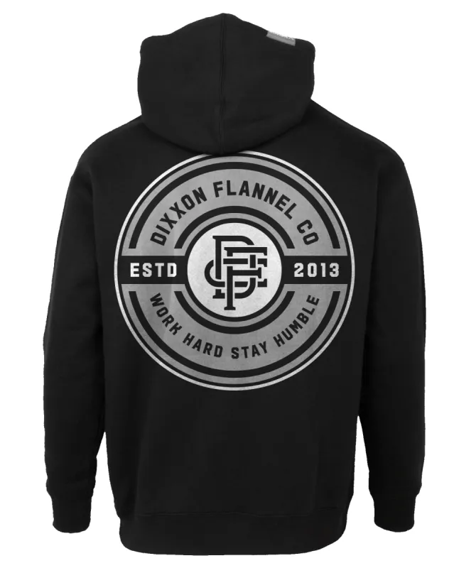 Gray & White Work Hard Badge Zip Up Hoodie - Black sold by Dixxon