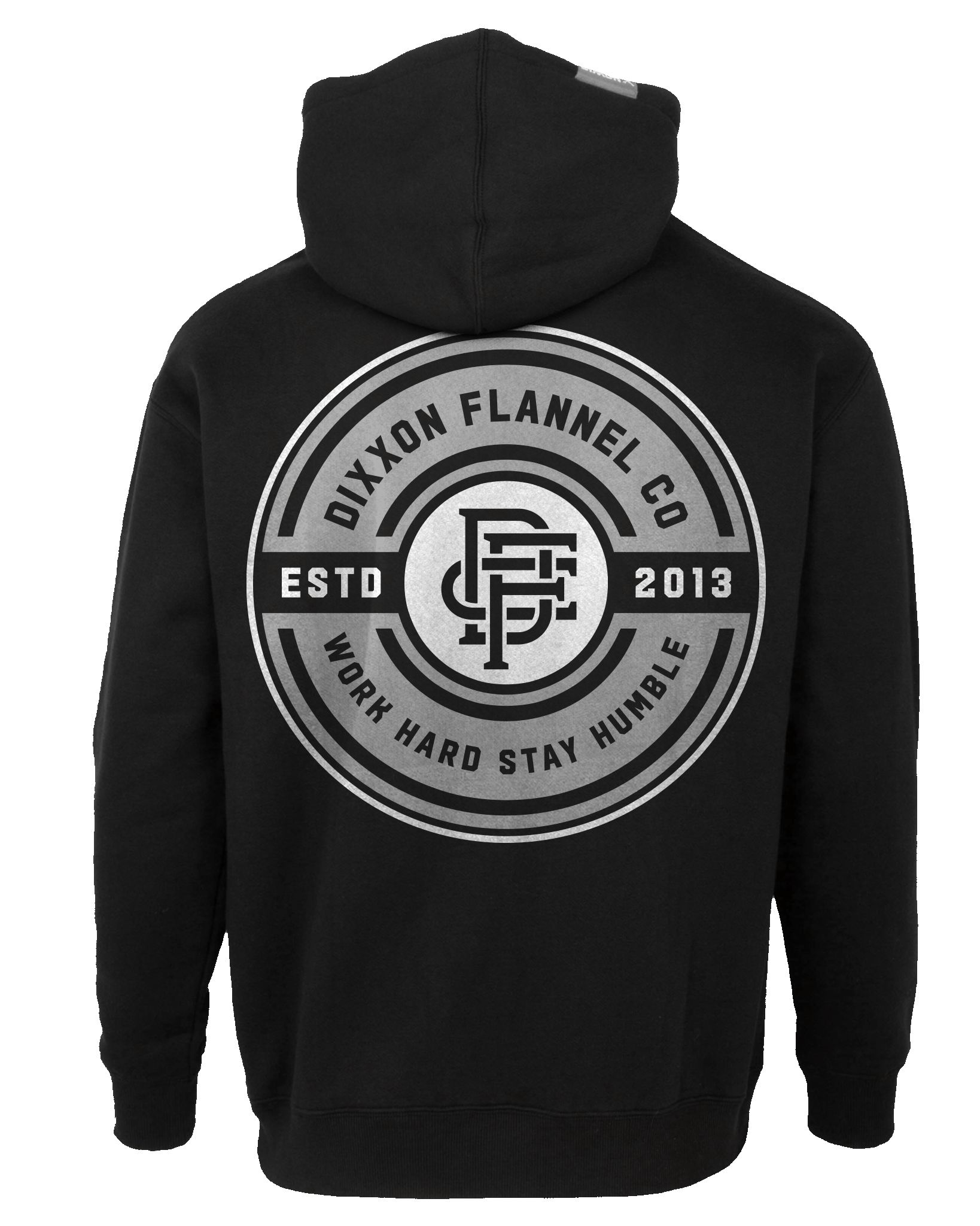 Gray & White Work Hard Badge Zip Up - Black sold by Dixxon