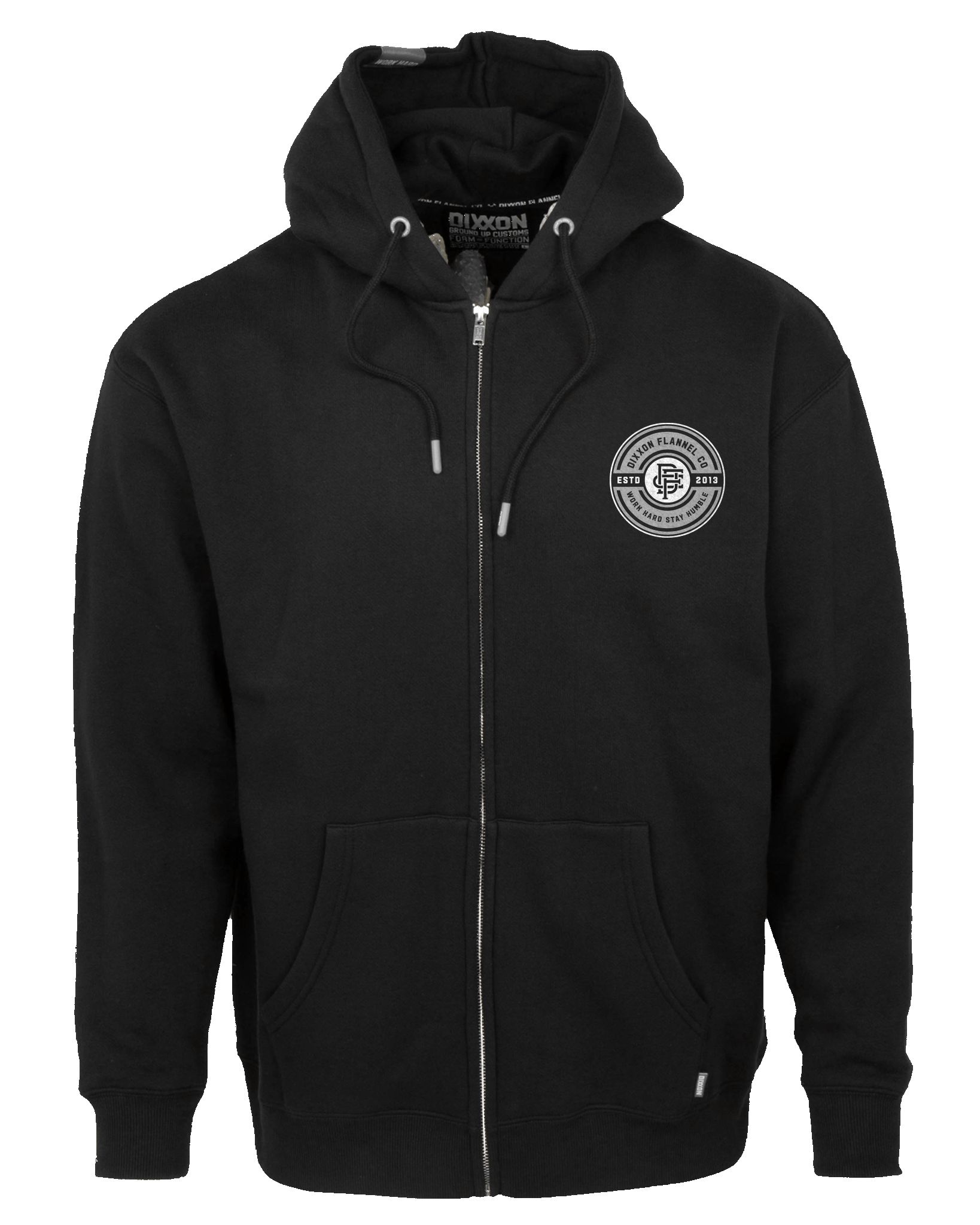 Gray & White Work Hard Badge Zip Up - Black sold by Dixxon product image thumbnail 2