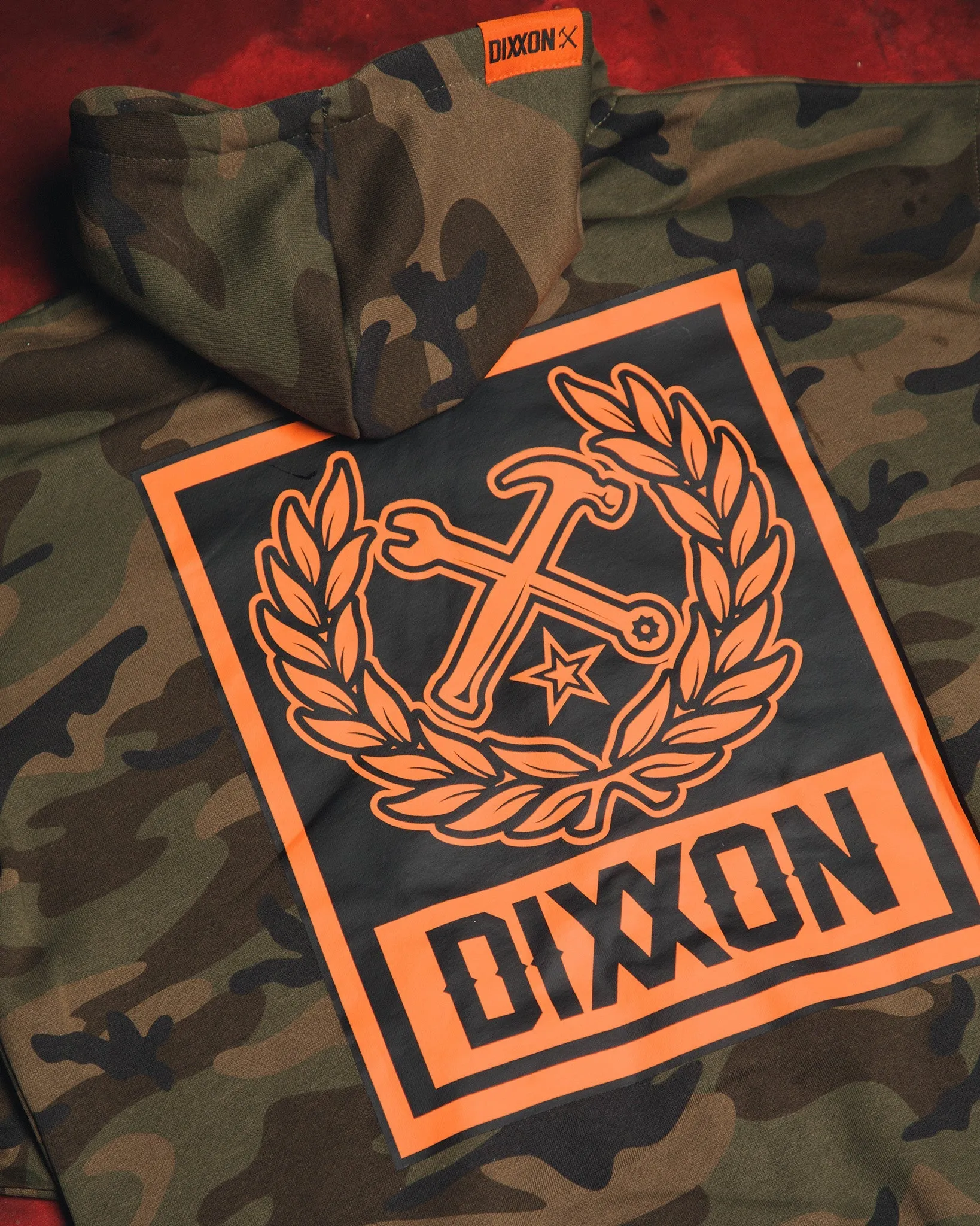 Orange Box Crest Zip Up Hoodie - Camo sold by Dixxon