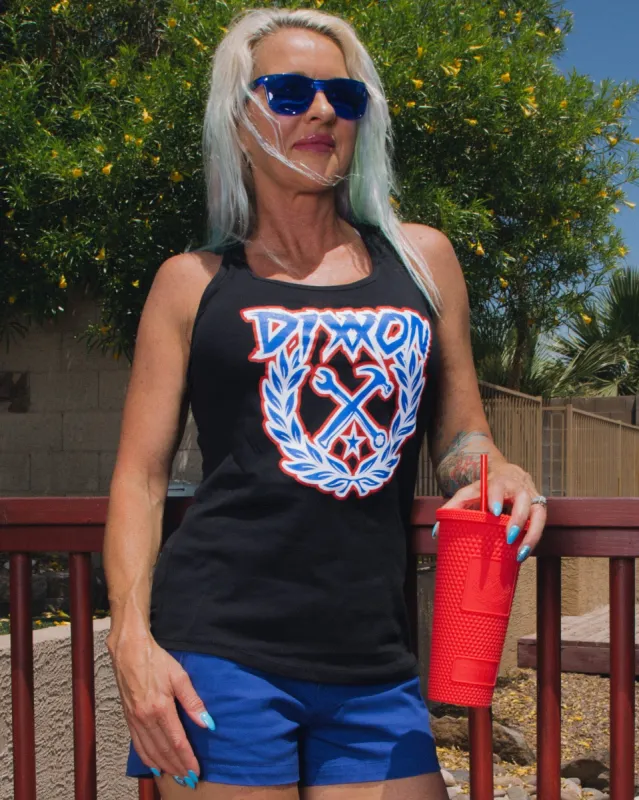 Women's Party Crest Tank - Red, White, & Blue sold by Dixxon