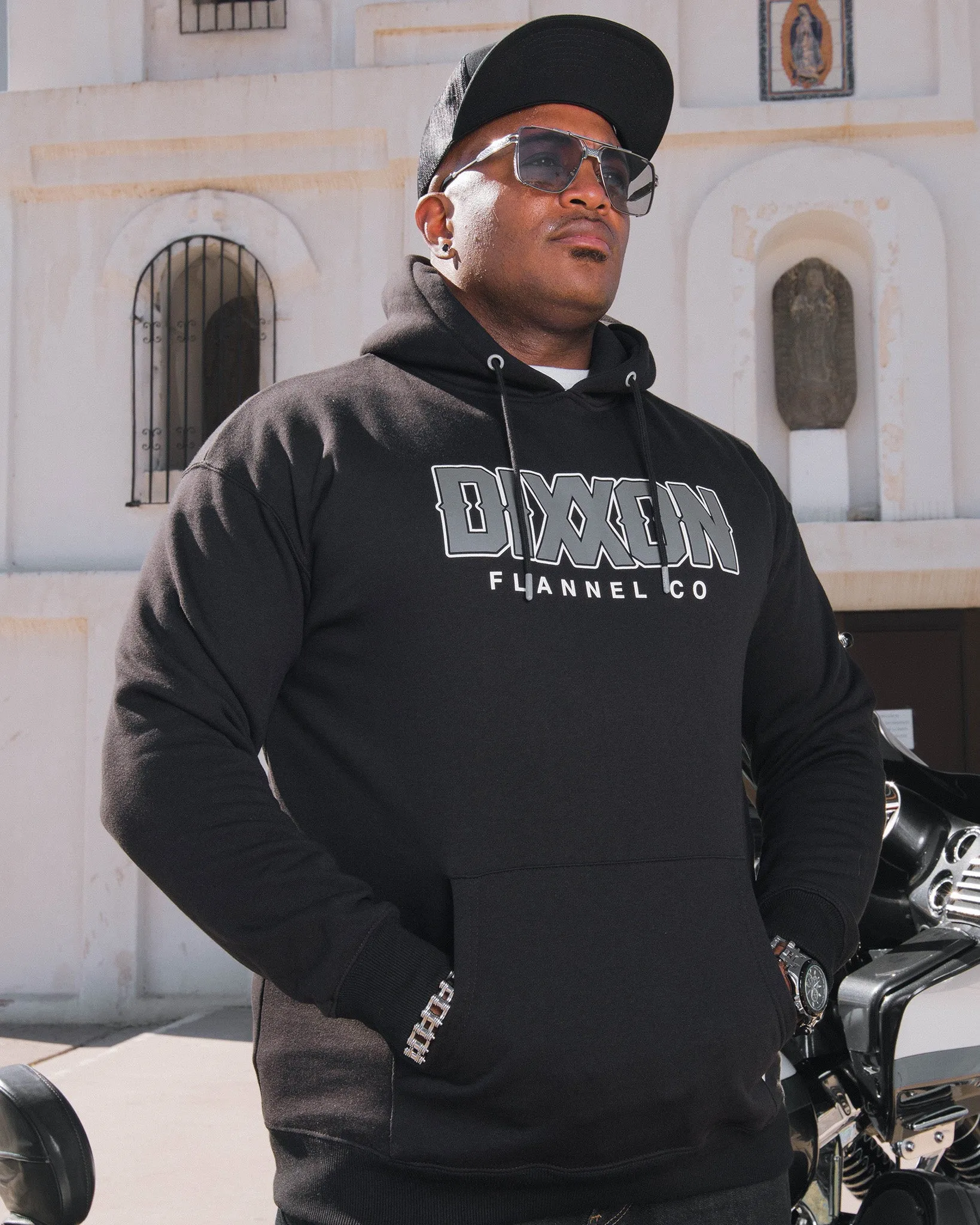 Gray Box Font Pullover Hoodie - Black sold by Dixxon