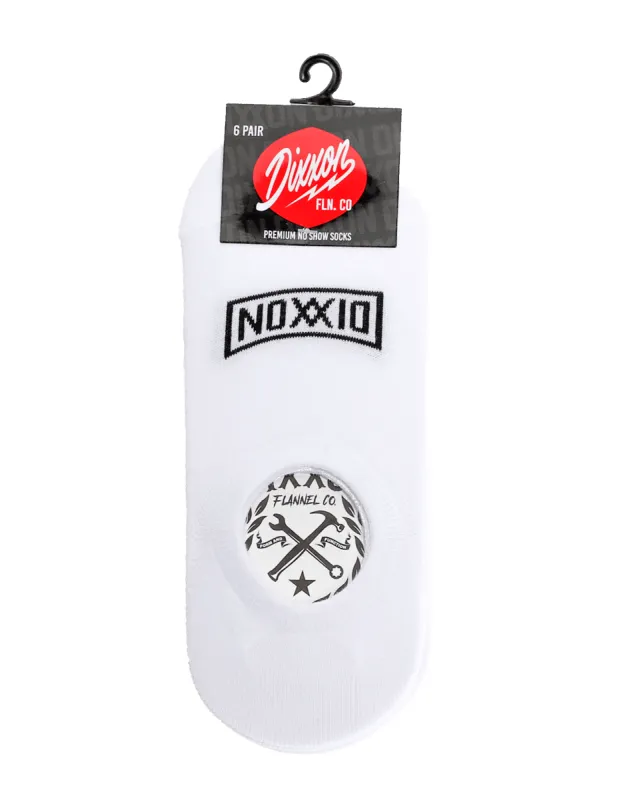 6pk Premium No Show Socks - White sold by Dixxon