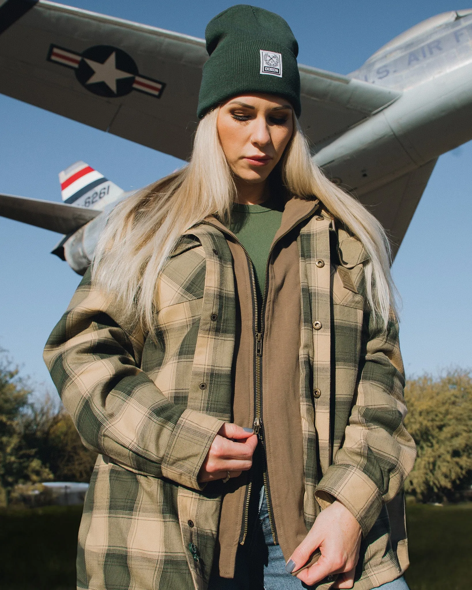 Women's Squadron Hooded Flannel Jacket sold by Dixxon