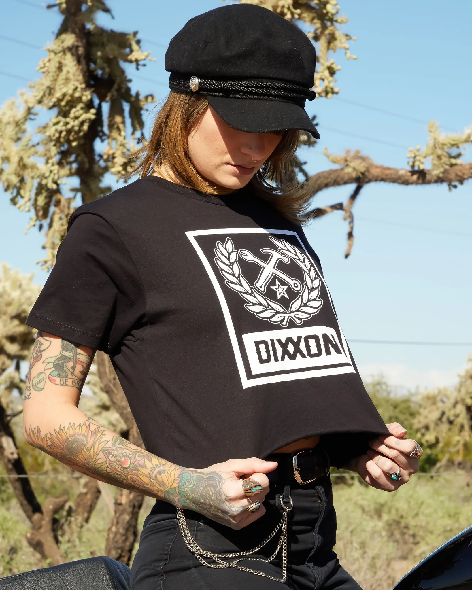 Women's Box Crest Crop Top - Black & White sold by Dixxon product image thumbnail 3