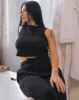 Women's Waffle Knit Joggers - Black sold by Dixxon
