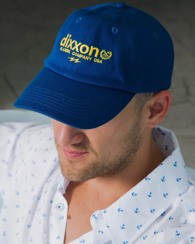 6-Panel Curved Bill Goods Hat - Yellow & Blue sold by Dixxon