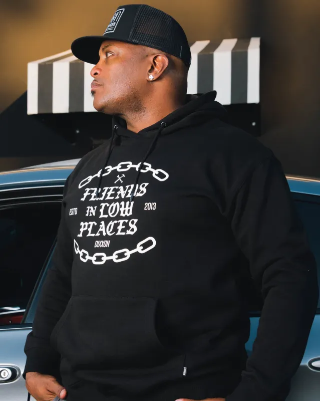 White Friends in Low Places Pullover Hoodie - Black sold by Dixxon