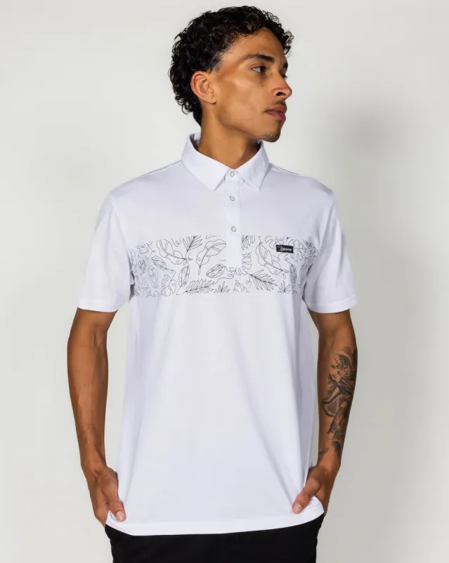 Floral Premium Polo - White sold by Dixxon