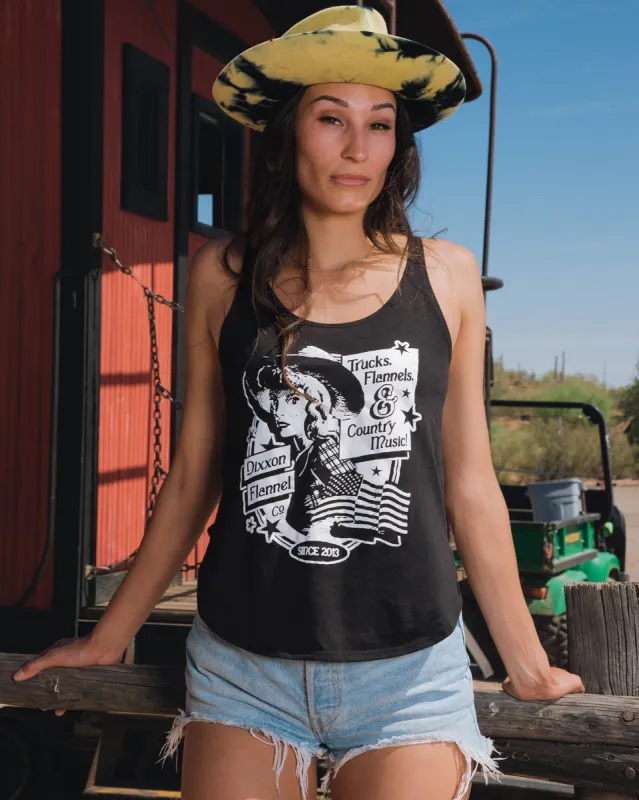 Women's Trucks, Flannels, & Country Music Flowy Tank sold by Dixxon