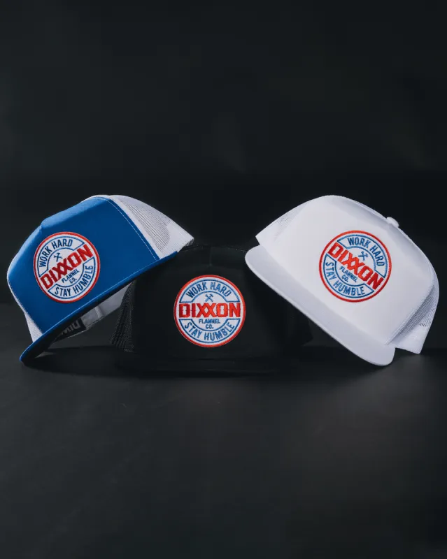Corpo Flat Bill Trucker Snapback - Red, White, & Blue sold by Dixxon