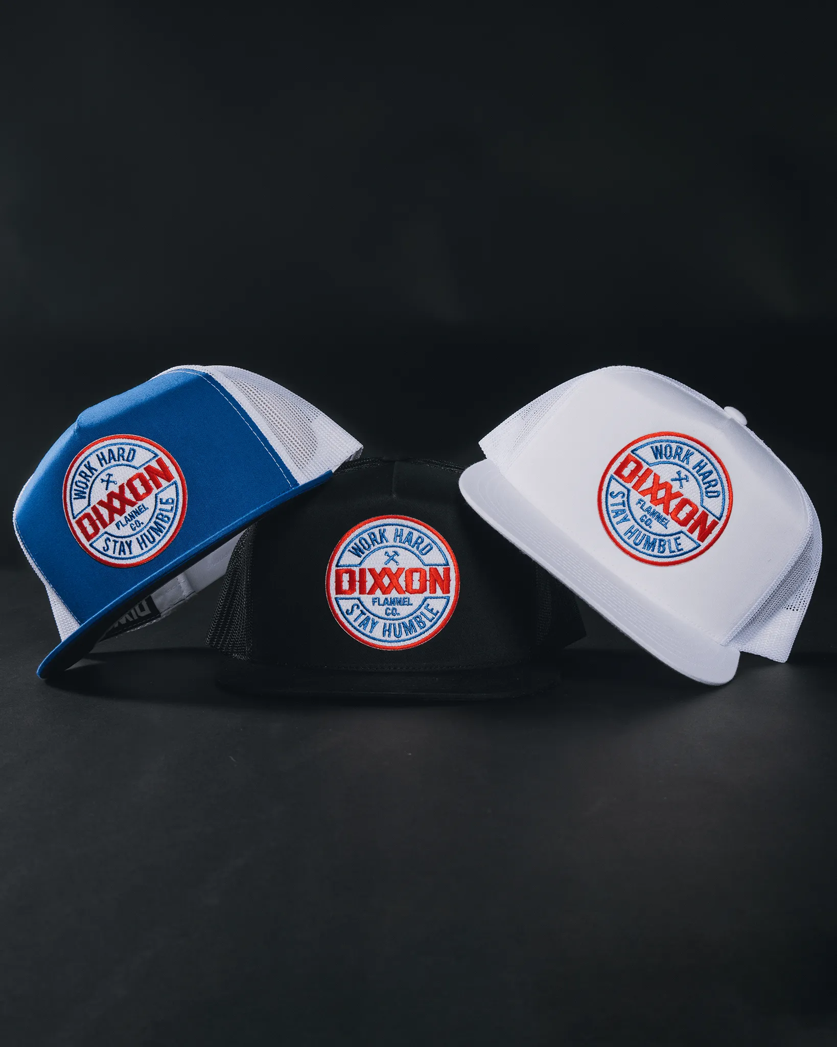 Corpo Flat Bill Trucker Snapback - Red, White, & Blue sold by Dixxon
