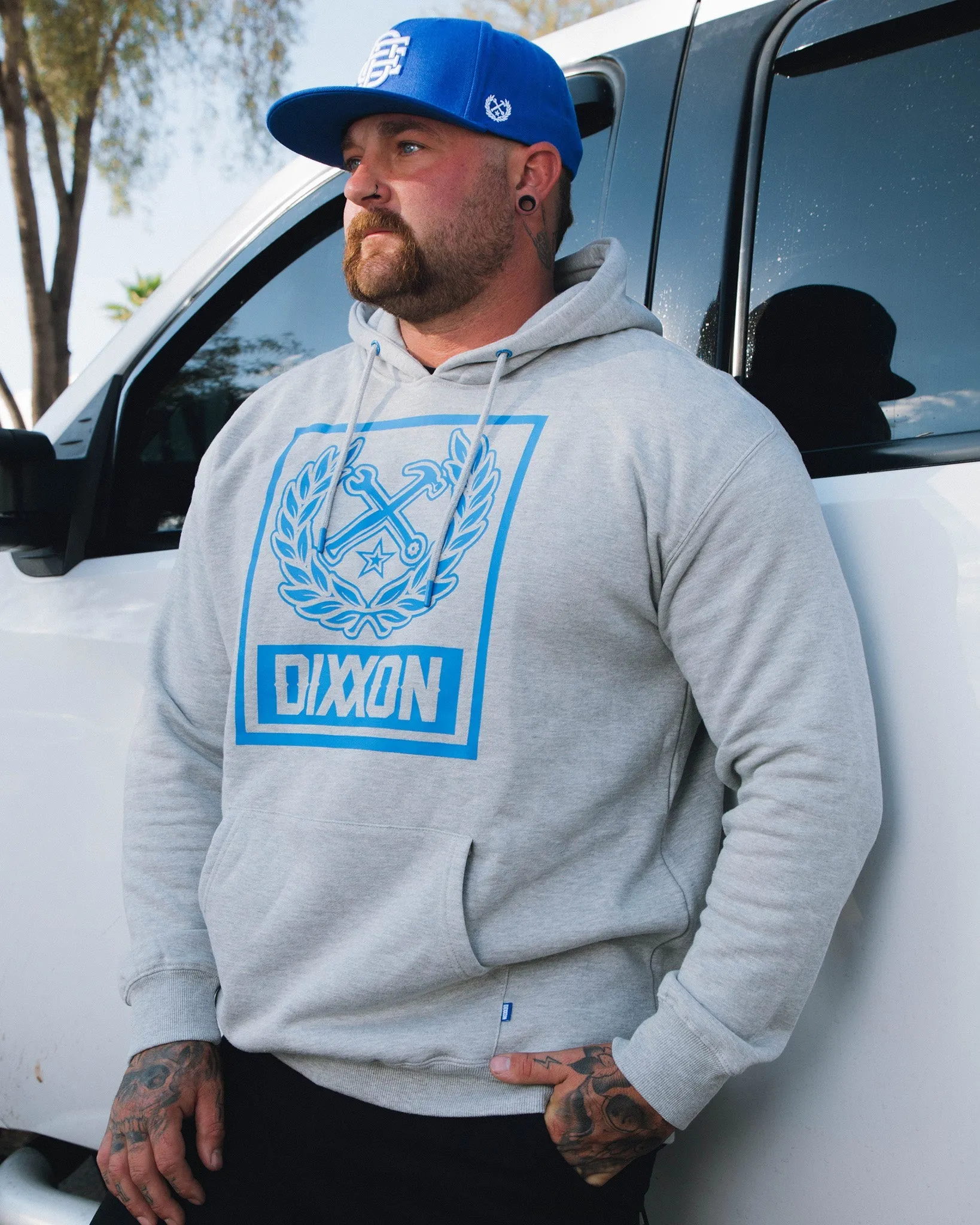 Blue Box Crest Pullover Hoodie - Heather Gray sold by Dixxon