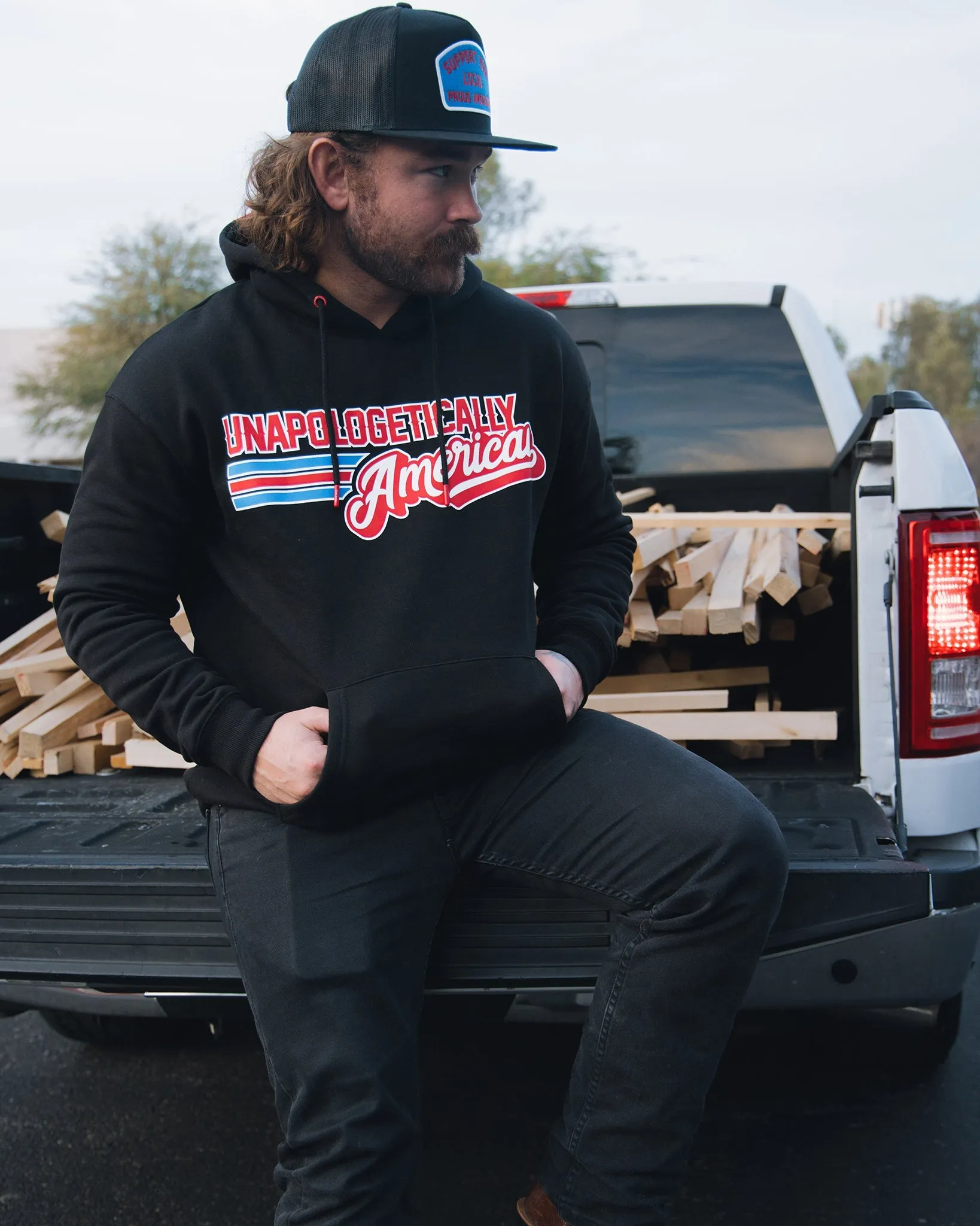 Unapologetically American Pullover Hoodie - Black sold by Dixxon product image thumbnail 3