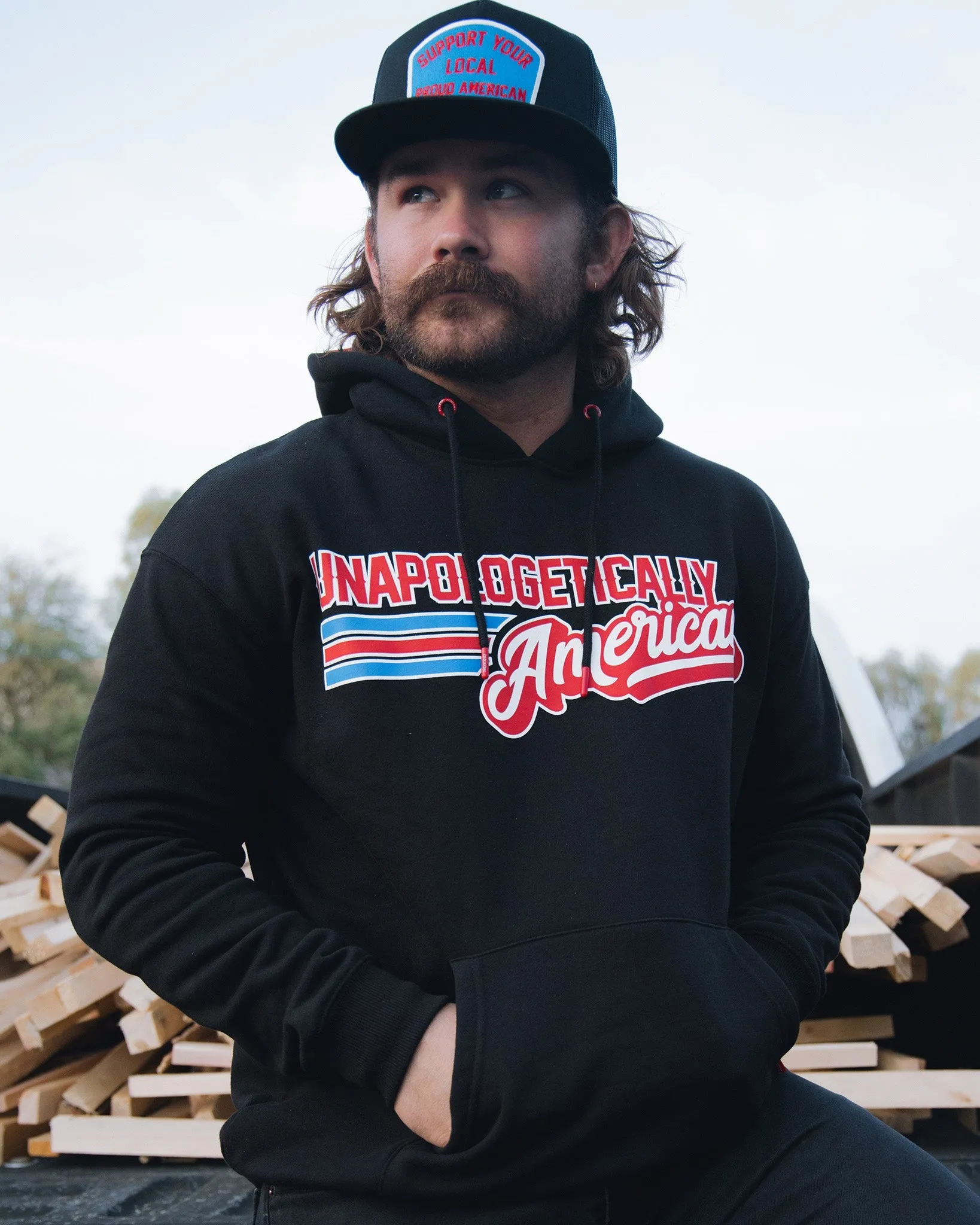 Unapologetically American Pullover Hoodie - Black sold by Dixxon