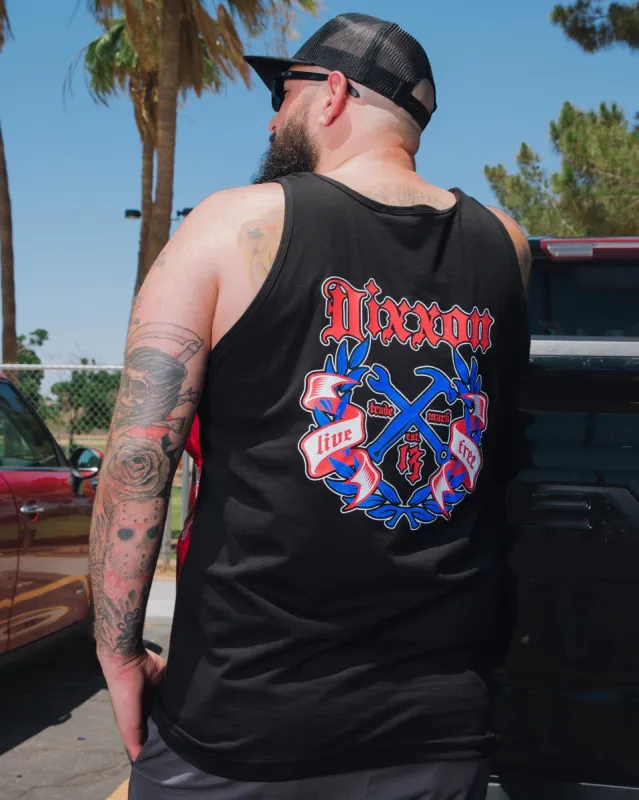 Live Free Award Crest Tank - Red, White, & Blue made by Dixxon