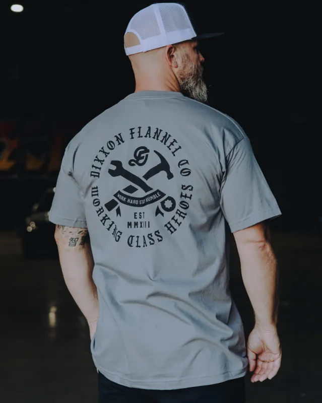Black Working Class Badge T-Shirt - Charcoal sold by Dixxon