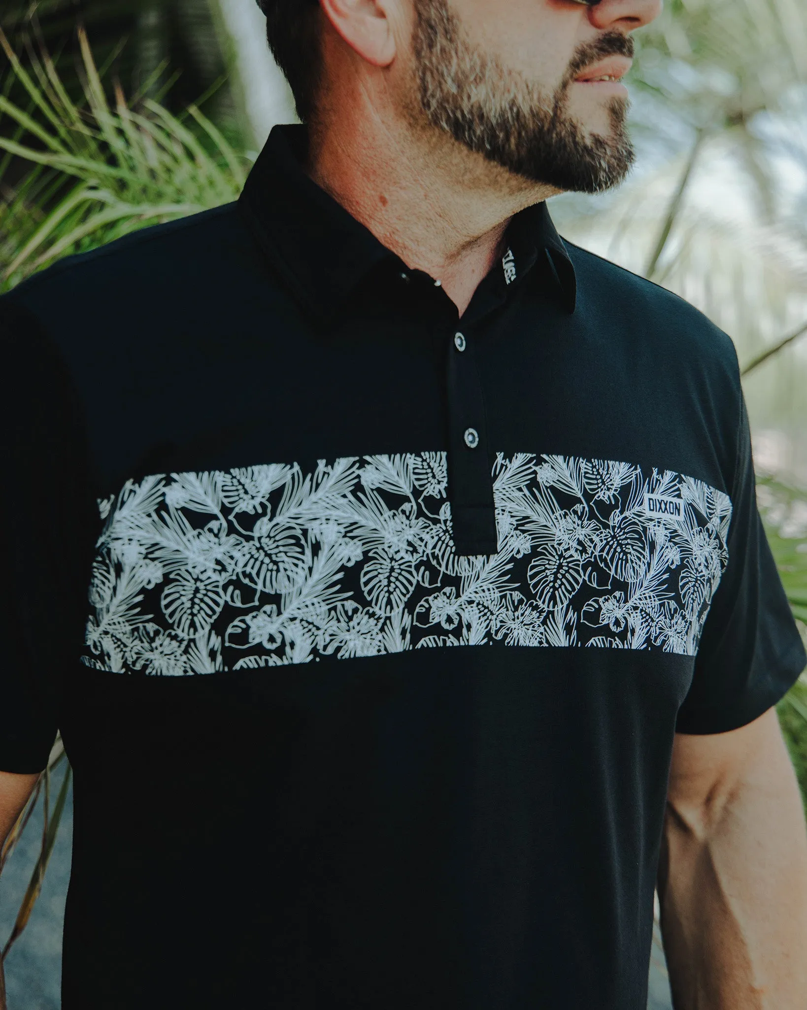 White & Black Floral Premium Polo - Black sold by Dixxon product image thumbnail 2