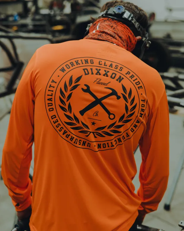 Black Crested UV Long Sleeve T-Shirt - Safety Orange sold by Dixxon