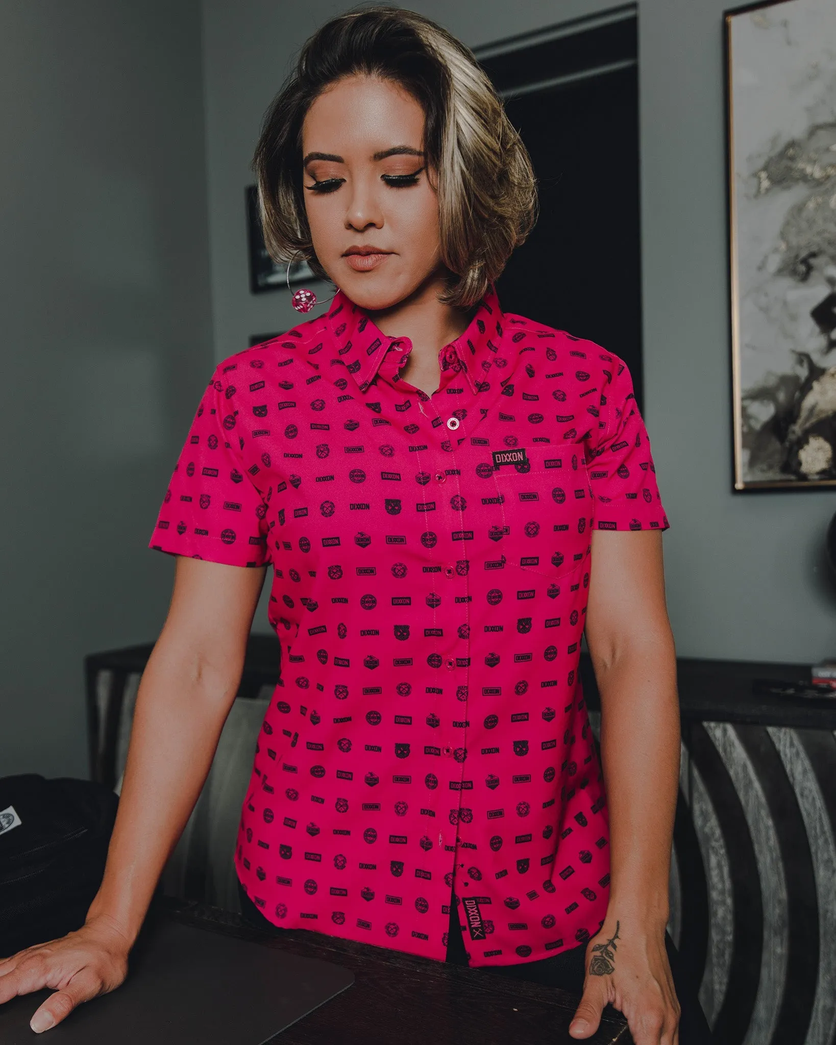 Women's Executive Party Shirt - Pink sold by Dixxon