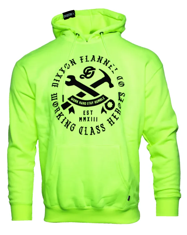 Working Class Heroes Hi-Vis Pullover Hoodie - Yellow sold by Dixxon