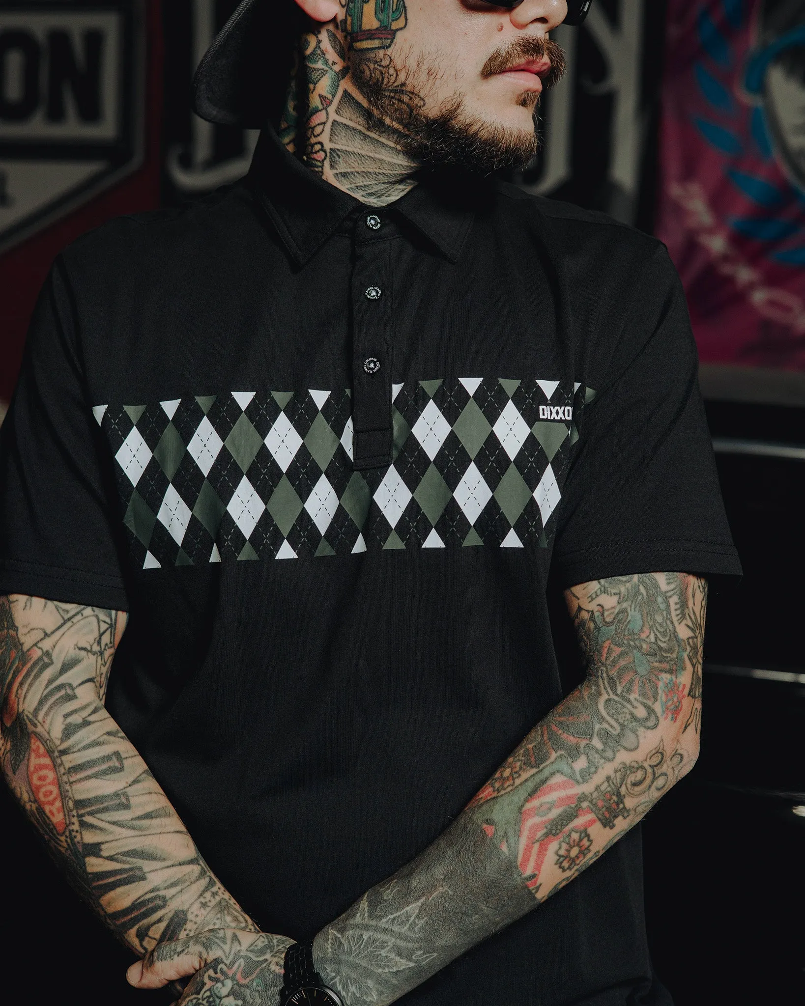 Black Argyle Premium Polo sold by Dixxon product image thumbnail 2