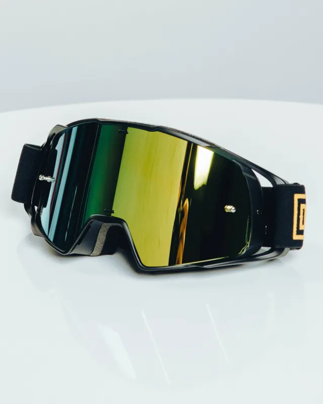 Contender MX Goggles - Black & Gold / REVO Gold Lens sold by Dixxon