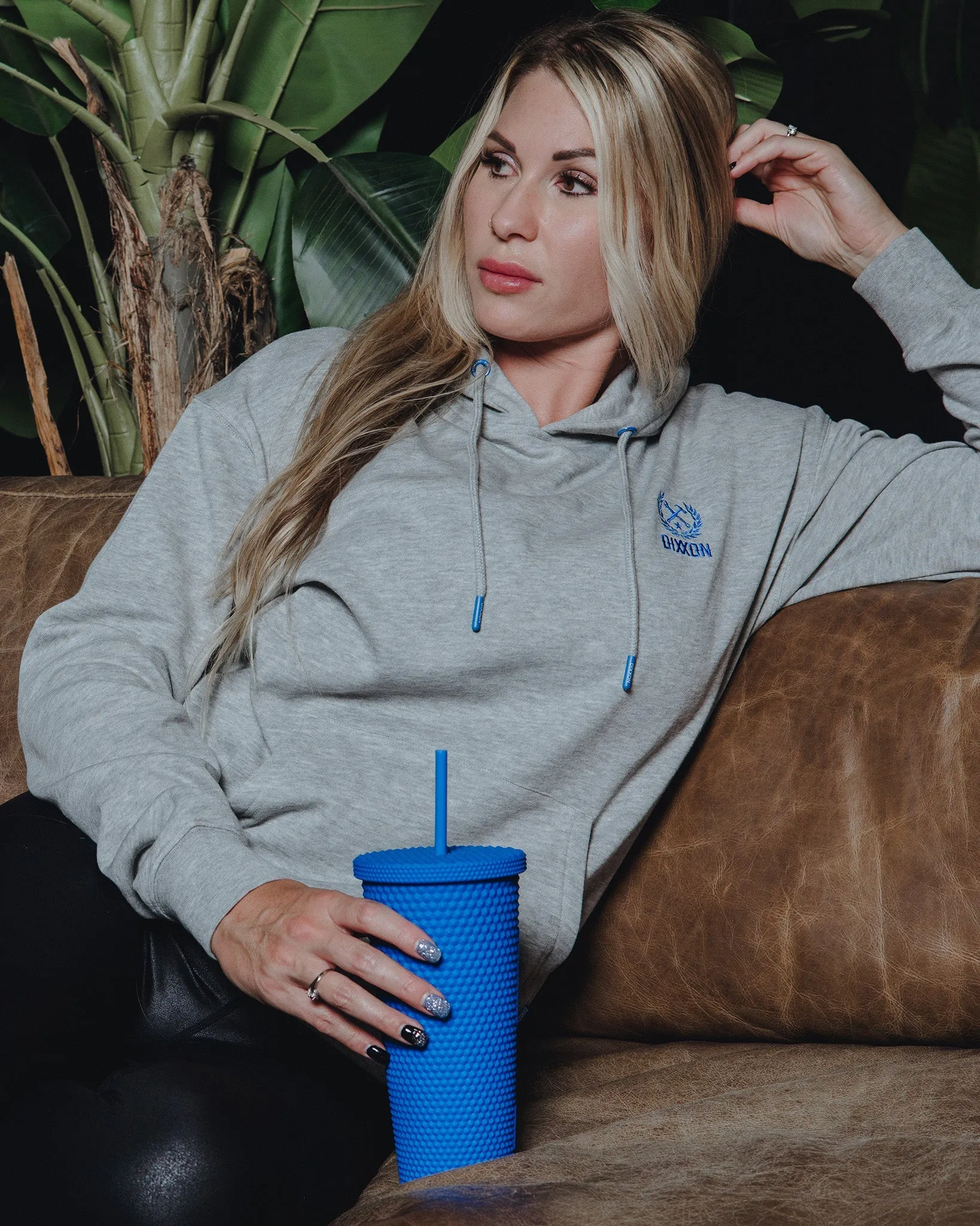 Women's Blue Crest Lightweight Pullover Hoodie - Heather Gray sold by Dixxon