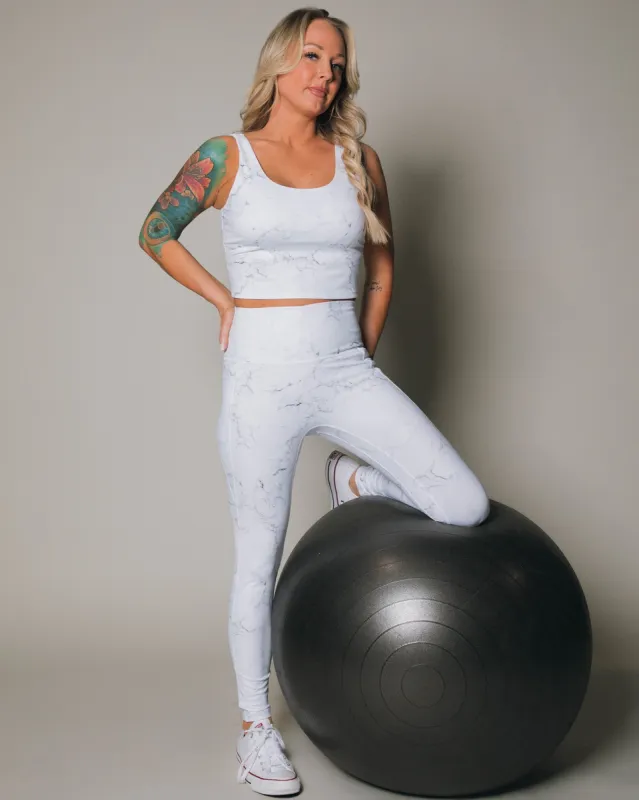 Women's Classic Leggings - White Marble sold by Dixxon
