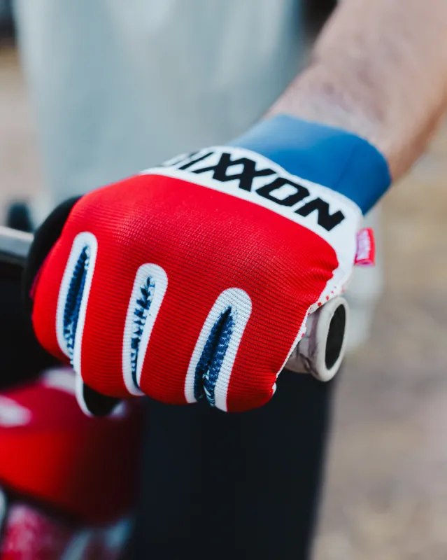 BRAAP Moto Gloves - Red, White, & Blue sold by Dixxon