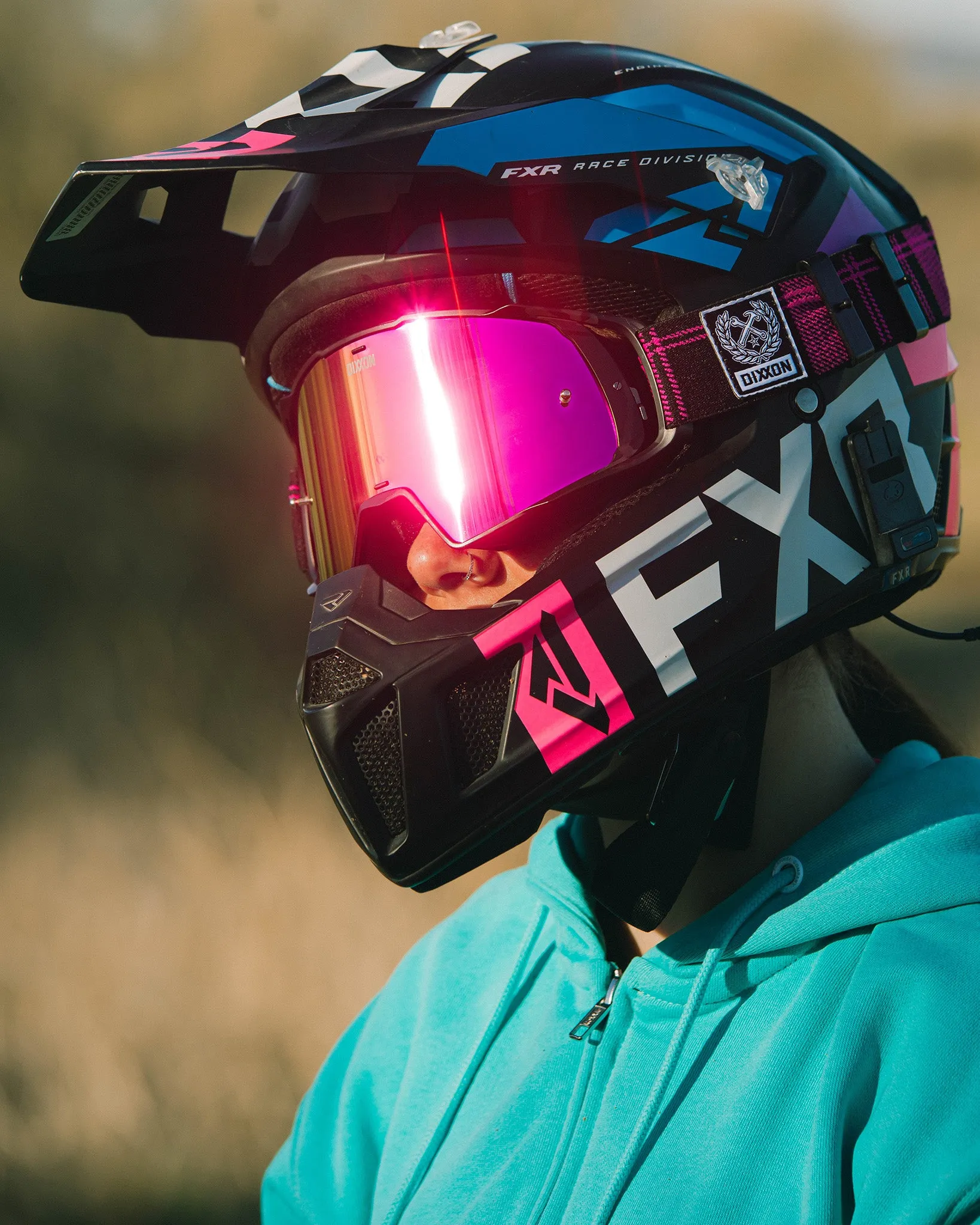 Contender PRO MX Goggles - Pink Plaid / REVO Pink Lens sold by Dixxon