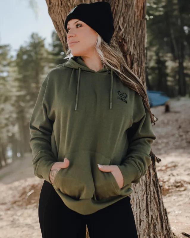 Women's Black Crest Lightweight Pullover Hoodie - OD Green sold by Dixxon